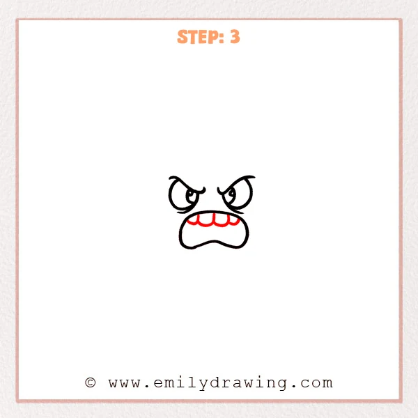 how to draw an angry face - Step 3